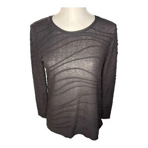 Simply Vera Vera Wang Women’s Petite Medium Black Textured Scoop Neck‎ Blouse